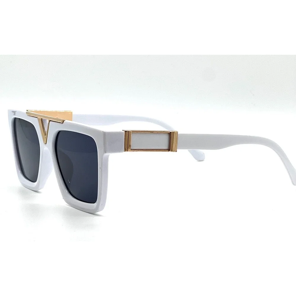White Rectangular Sunglasses Womens Fashion Eyewear Celebrity Style Lentes Mujer